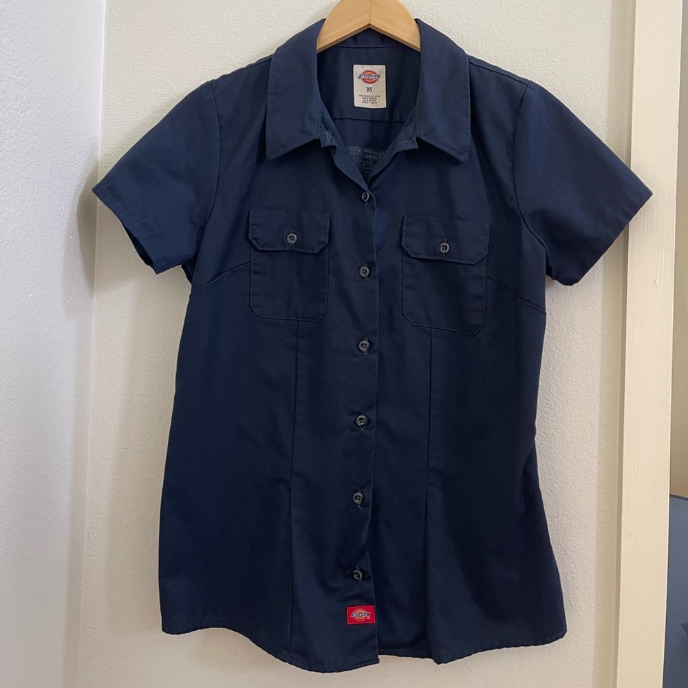 Dickies Women's Short-Sleeve Flex Work Shirt Size Medium in Navy